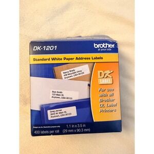 Brother DK-1201 Standard White Paper Address Labels 400 Count for QL Printers